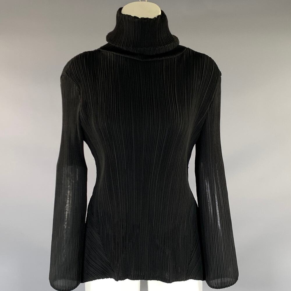 VANITE COUTURE Size One Size Black Polyester Spandex Pleated Dress Top